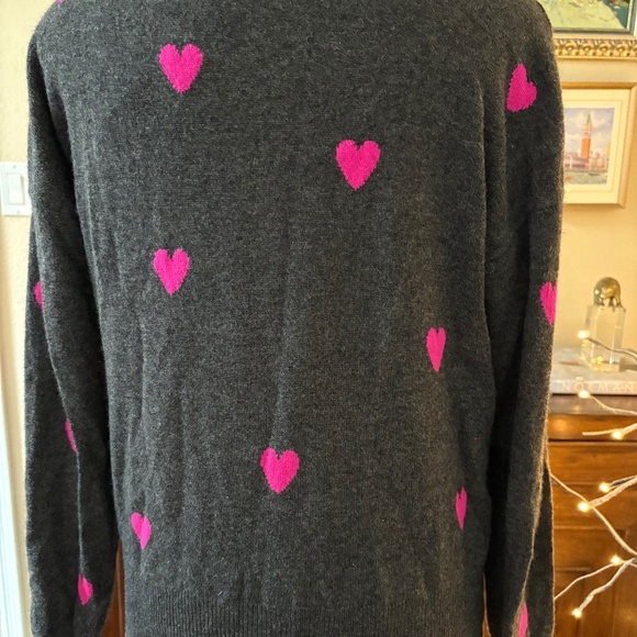 Philosophy Charcoal Heart Sweater + Hannah Rose 100% Cashmere Hat & Gloves (NWT) - Picture 4 of 10